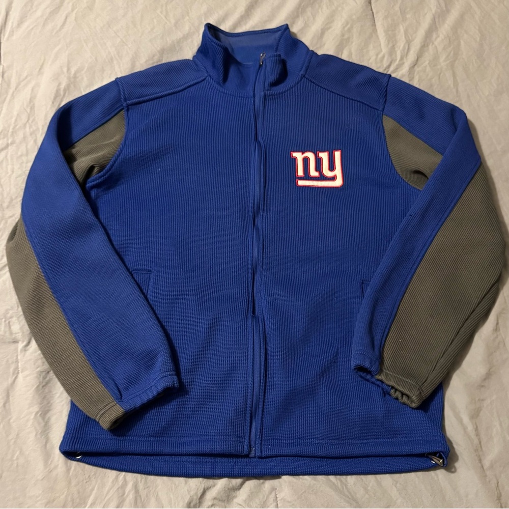New York Giants NFL GIII Apparel Full Zip Sweater Jacket Size Medium Blue/Gray‎